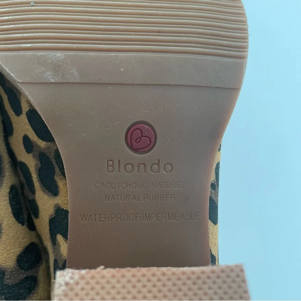 Blondo De Na Leopard Print Waterproof Leather Ankle Booties Heel Women’s 6.5 - Picture 9 of 9